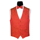 Red Tapestry Tuxedo Vest and Bow Tie Set